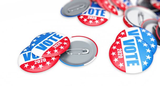 hlasovací odznak pro pozadí roku 2020, hlasování USA 2020, 3D ilustrace, 3D vykreslování - Fotografie, Obrázek