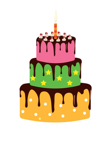 Big birthday cake. vector illustration - Wektor, obraz