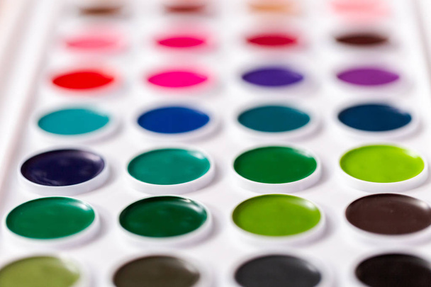 Variety of colors new watercolor paint set. - Φωτογραφία, εικόνα