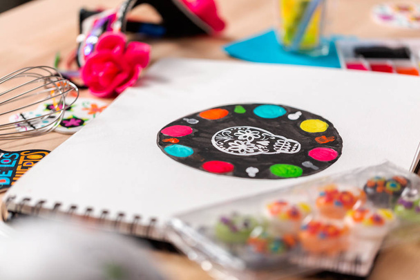 Notepad with design of cake for Dia de los Muertos holiday. - Photo, Image