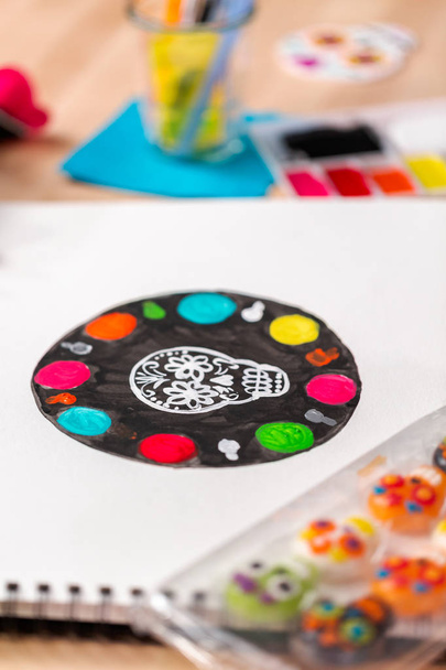 Notepad with design of cake for Dia de los Muertos holiday. - Photo, Image