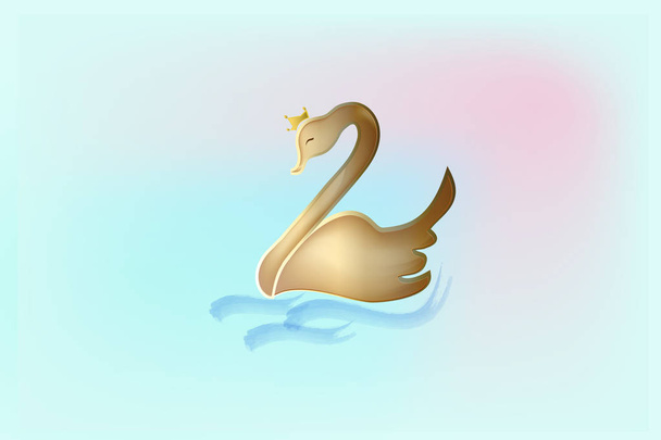 Swan with crown vector logo - Vector, afbeelding