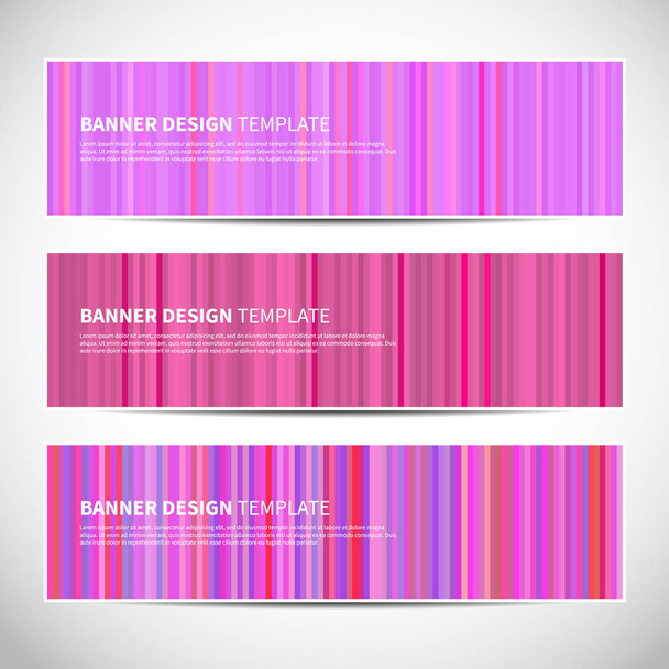 Banners or headers with pink striped colorful background. Vector design for your banners, headers, footers, flyers, cards etc. Rainbow colors - Vector, Image