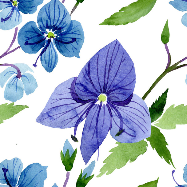 Watercolor blue Veronica flower. Floral botanical flower. Seamless background pattern. - Fotó, kép