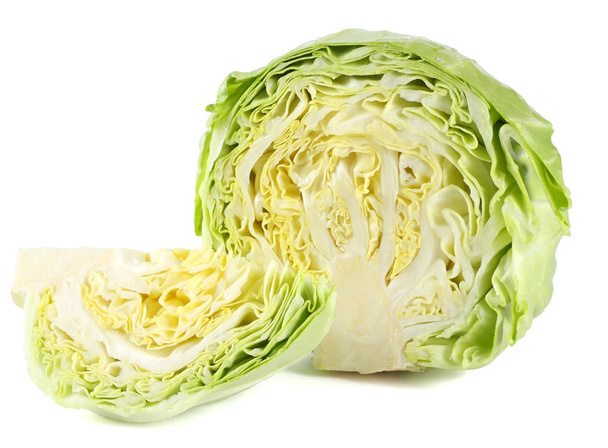 green cabbage isolated on white background. healthy food - Photo, image