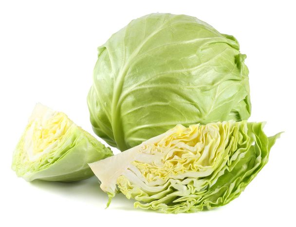 green cabbage isolated on white background. healthy food - Foto, afbeelding