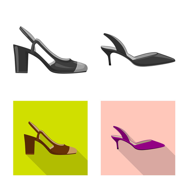 Isolated object of footwear and woman sign. Collection of footwear and foot stock vector illustration. - Vector, Image