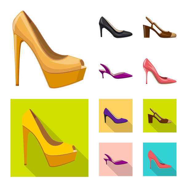 Vector design of footwear and woman icon. Collection of footwear and foot stock vector illustration. - Vecteur, image