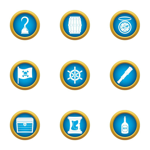Video piracy icons set, flat style - Vector, imagen