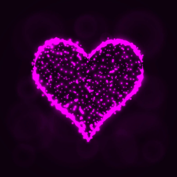Card suits illustration icon, Lights Silhouette on Dark Background. Glowing Lines and Points. Card suits vector illustration. Hearts sign. - ベクター画像
