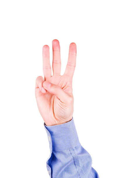 Male hand showing number three - Φωτογραφία, εικόνα