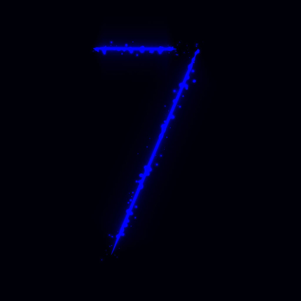 7 číslo symbol modrého světla na tmavém pozadí - Vektor, obrázek