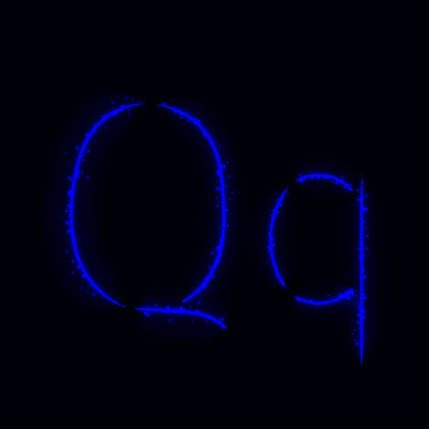 Sininen aakkoset Q kirjaimet valot tummalla taustalla
 - Vektori, kuva