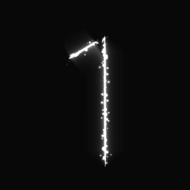 1 szám szimbóluma a sötét háttér előtt fehér fények - Vektor, kép