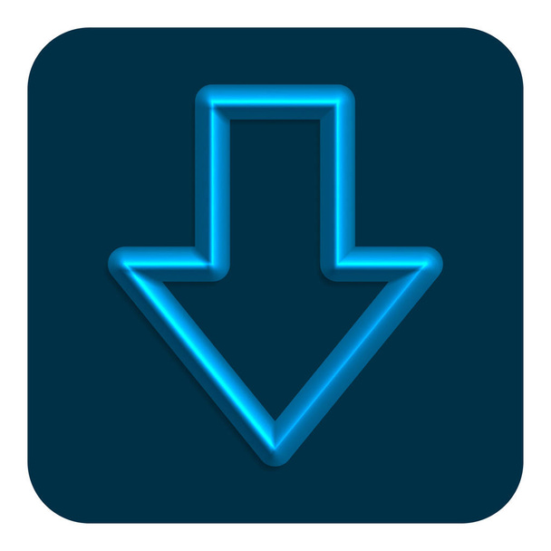 Kék vonal Neon nyíl lefelé pókháló ikon, vektoros illusztráció Design szimbólum - Vektor, kép