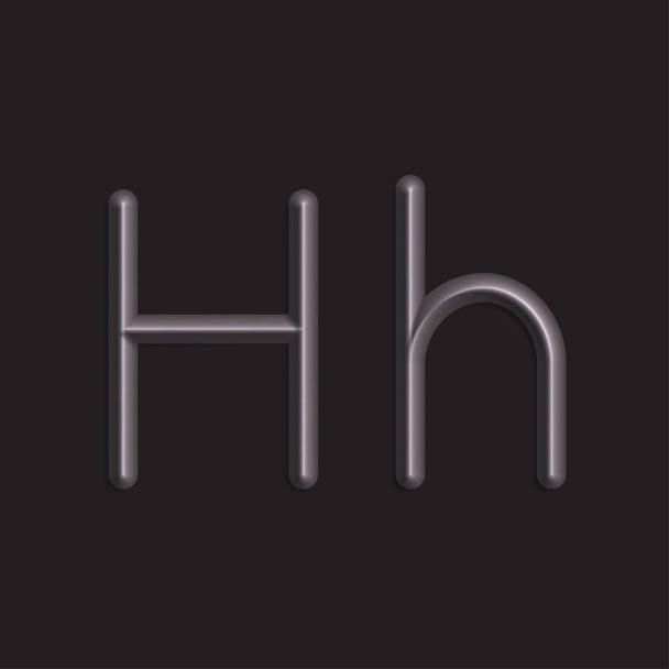 Alphabet H letters of gray color lights, 3d line with smooth shadow - Wektor, obraz