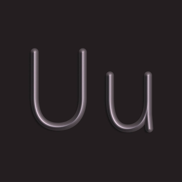 Alphabet U lettres de lumières de couleur grise, ligne 3d avec ombre lisse
 - Vecteur, image