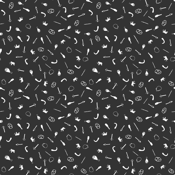 Ilustración vectorial de elementos de la edad de piedra patrón sin costura
 - Vector, Imagen