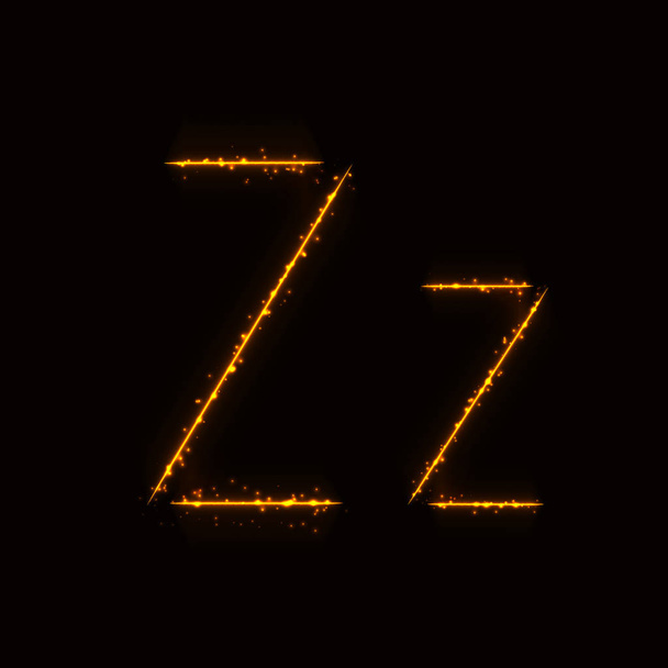 Alfabeto de ouro Z letras de luzes sobre fundo escuro
 - Vetor, Imagem