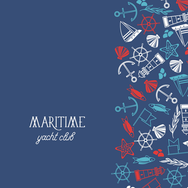 Αφίσα θαλάσσιων πολύχρωμο Yacht Club - Διάνυσμα, εικόνα