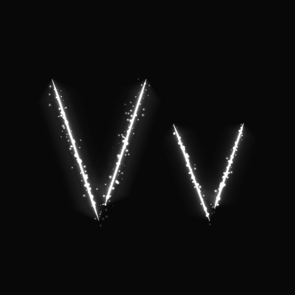 Valkoinen aakkoset V kirjaimet valot tummalla taustalla
 - Vektori, kuva