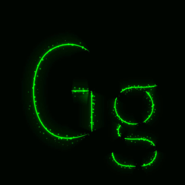 Alphabet vert G lettres de lumières sur fond sombre
 - Vecteur, image