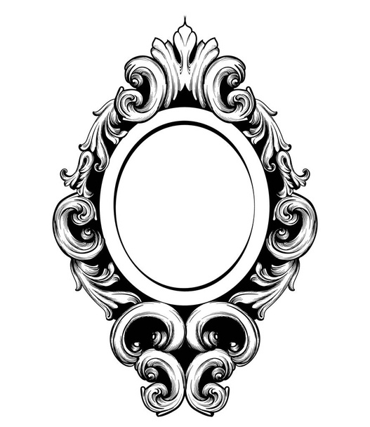Vintage espejo marco Vector. Decoración barroca rica en elementos de diseño. Adornos de estilo real
 - Vector, imagen