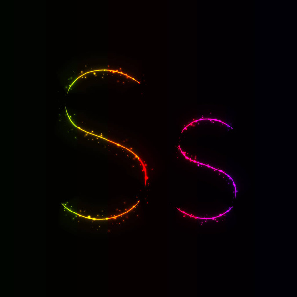 Градиентный алфавит S букв огней на темном фоне
 - Вектор,изображение