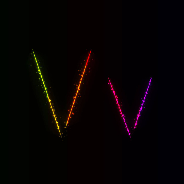 Ντεγκραντέ γράμματα αλφαβήτου V των φώτων σε σκούρο φόντο - Διάνυσμα, εικόνα
