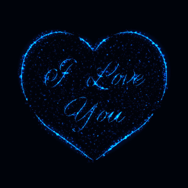 Je t'aime carte avec coeur de lumières bleues
 - Vecteur, image
