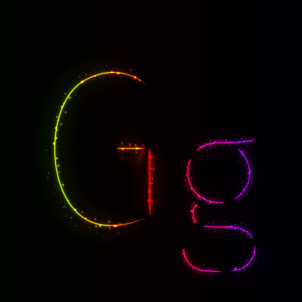 Ντεγκραντέ γράμματα αλφαβήτου G των φώτων σε σκούρο φόντο - Διάνυσμα, εικόνα