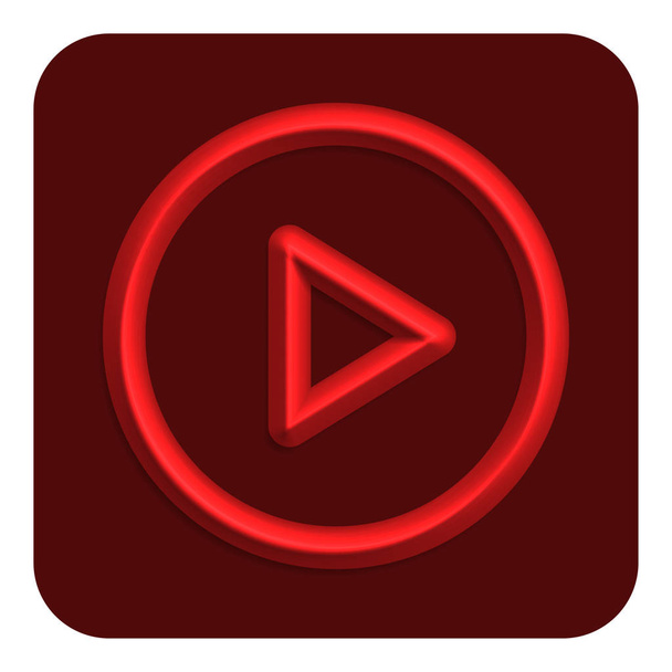 Piros vonal játszani Neon pókháló ikon, vektoros illusztráció Design szimbólum - Vektor, kép