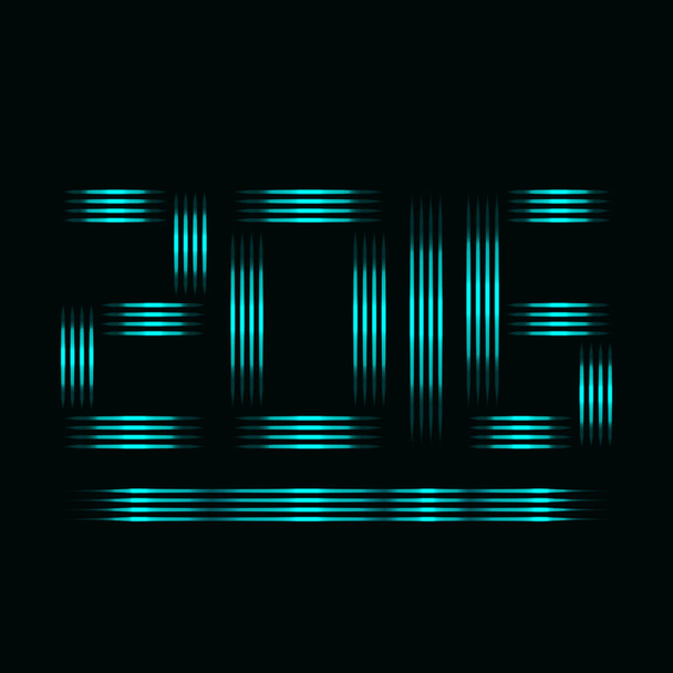 Neues Jahr 2016 Text-Design von Aqua-Lichtern auf dunklem Hintergrund - Vektor, Bild
