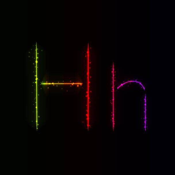 Gradiente Alfabeto H letras de luces sobre fondo oscuro
 - Vector, Imagen
