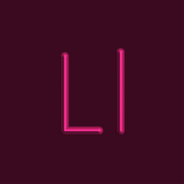 Alphabet L lettres de lumières de couleur magenta, ligne 3d avec ombre lisse
 - Vecteur, image