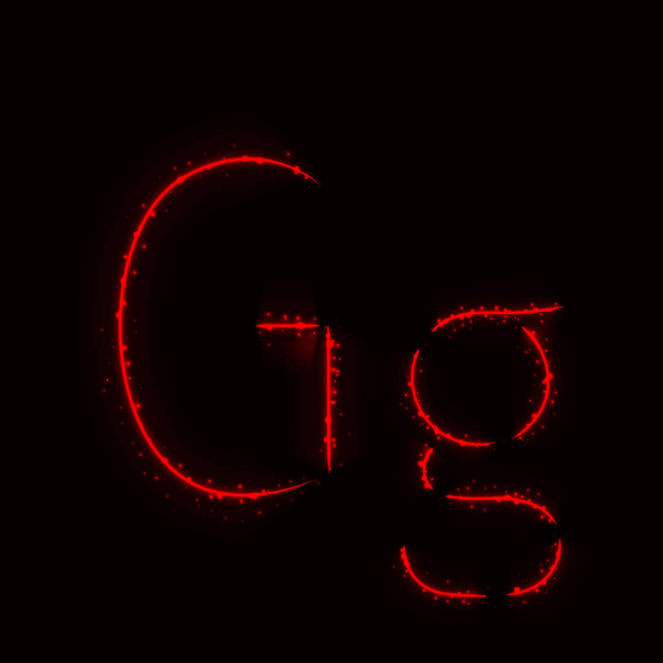 Alphabet rouge G lettres de lumières sur fond sombre
 - Vecteur, image