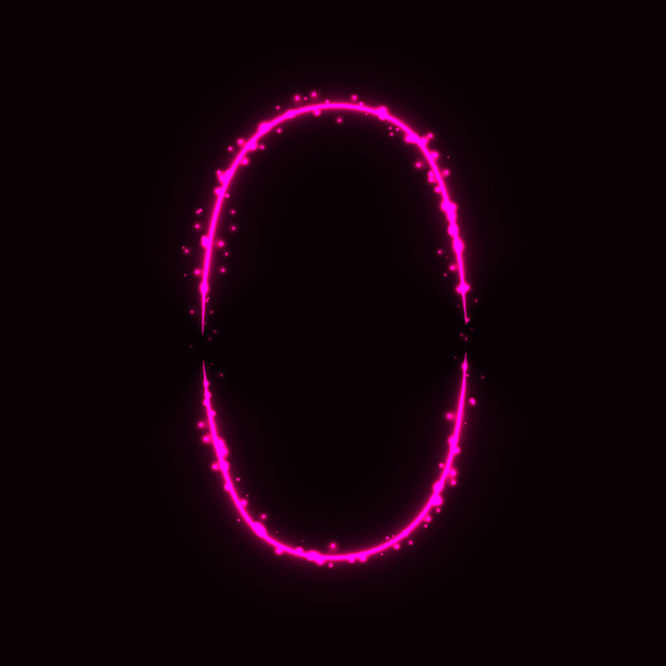 0 Número símbolo de luzes cor-de-rosa sobre fundo escuro
 - Vetor, Imagem