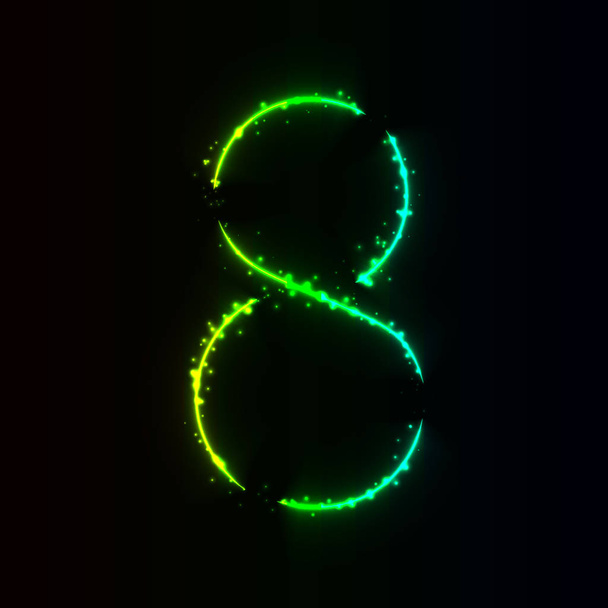 8 αριθμητικό σύμβολο της διαβάθμισης φώτα σε σκούρο φόντο - Διάνυσμα, εικόνα