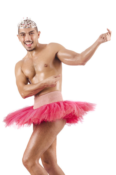 Muscular ballet performer in funny concept - Photo, Image