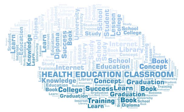Образование в области здравоохранения - это облако слов, Wordcloud - только текст
. - Фото, изображение