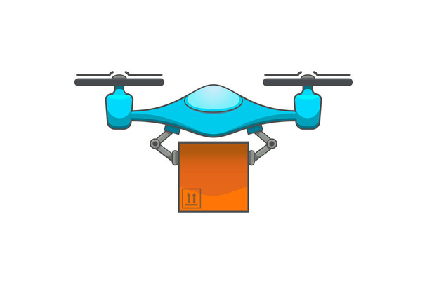Modrá DRONY přináší balíček - Vektor, obrázek
