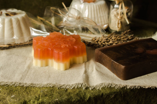 Sparkling muffin and soaps made of natural products. - Photo, Image