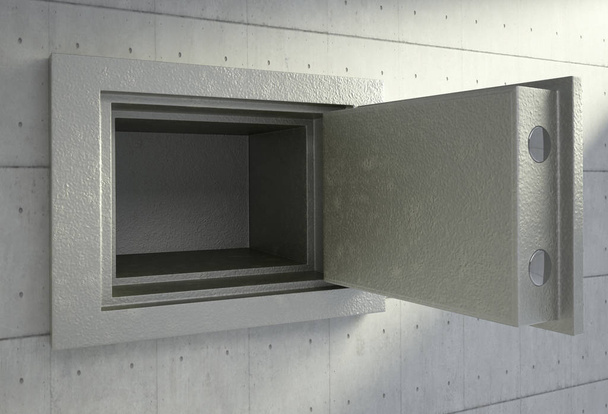 Renderização 3D de uma caixa de segurança vazia
 - Foto, Imagem
