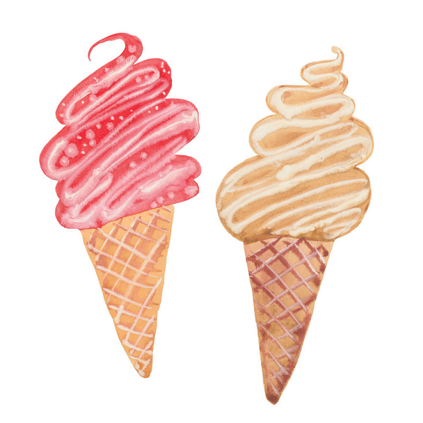 watercolor ice cream - Fotoğraf, Görsel