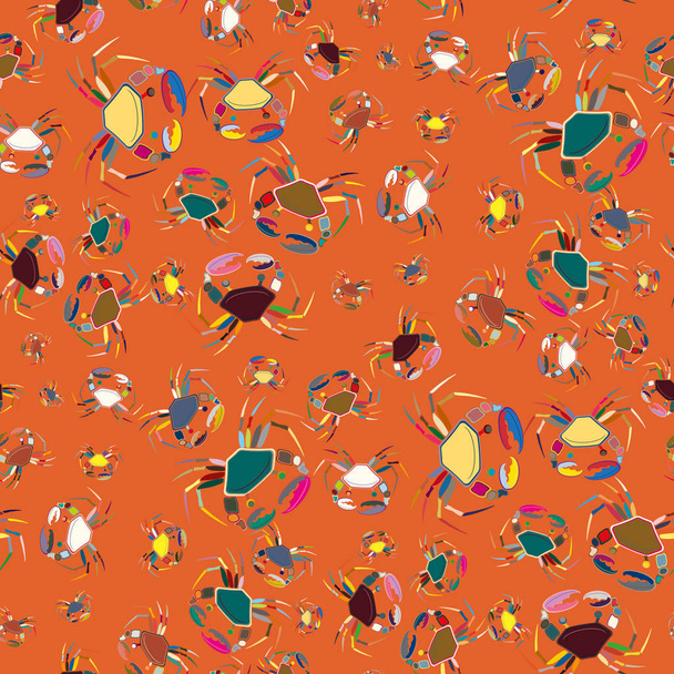 Colorful seamless pattern with crabs. Vector Illustration - Vektori, kuva