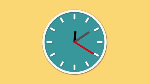 カウント ダウン時計の文字盤をアニメーション化します。黄色の背景に時計刻 々 と過ぎリアルタイムのデジタル アニメーション  - 映像、動画
