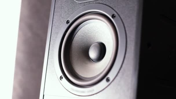 Closeup of a black vibrating working subwoofer - Footage, Video