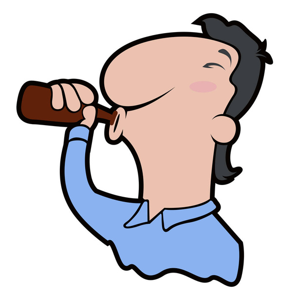 Happy cartoon character drinking beer - Vettoriali, immagini