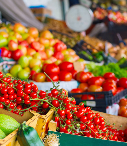 Cherry tomatoes on Bolhao market. Porto, Portugal - Valokuva, kuva