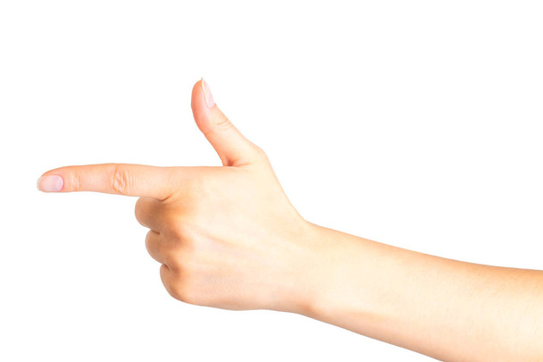 Woman hand with the index finger pointing up - Photo, Image